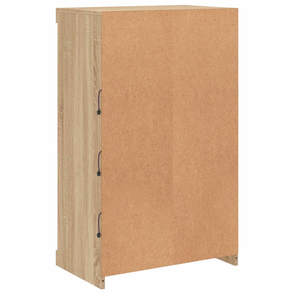 Skjenk Med Led-Lys Sonoma Eik 60,5X37X100 Cm