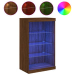 Skjenk Med Led-Lys Brun Eik 60,5X37X100 Cm