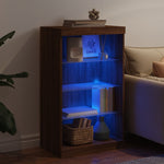 Skjenk Med Led-Lys Brun Eik 60,5X37X100 Cm