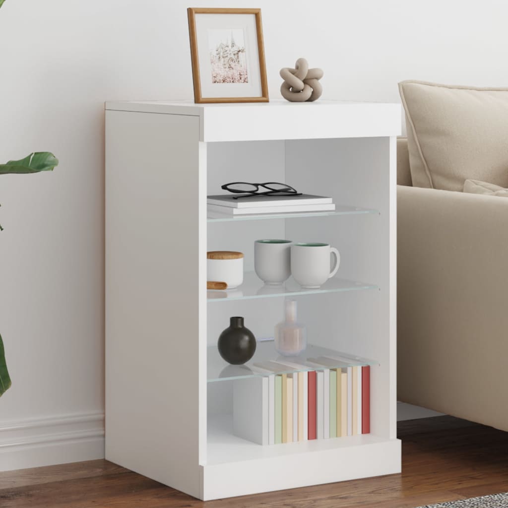 Skjenk Med Led-Lys Hvit 41X37X67 Cm