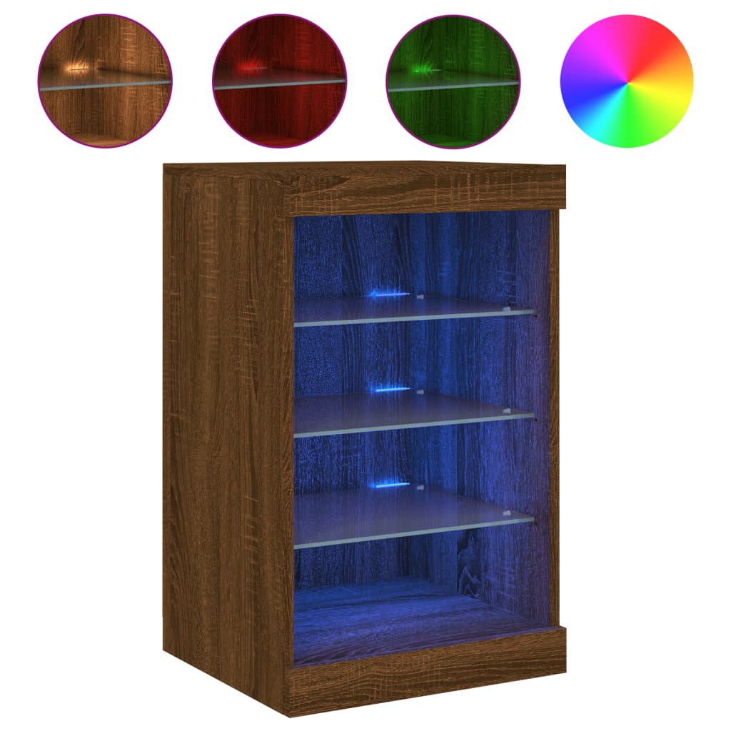 Skjenk Med Led-Lys Brun Eik 41X37X67 Cm