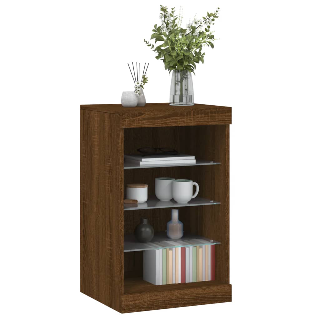 Skjenk Med Led-Lys Brun Eik 41X37X67 Cm