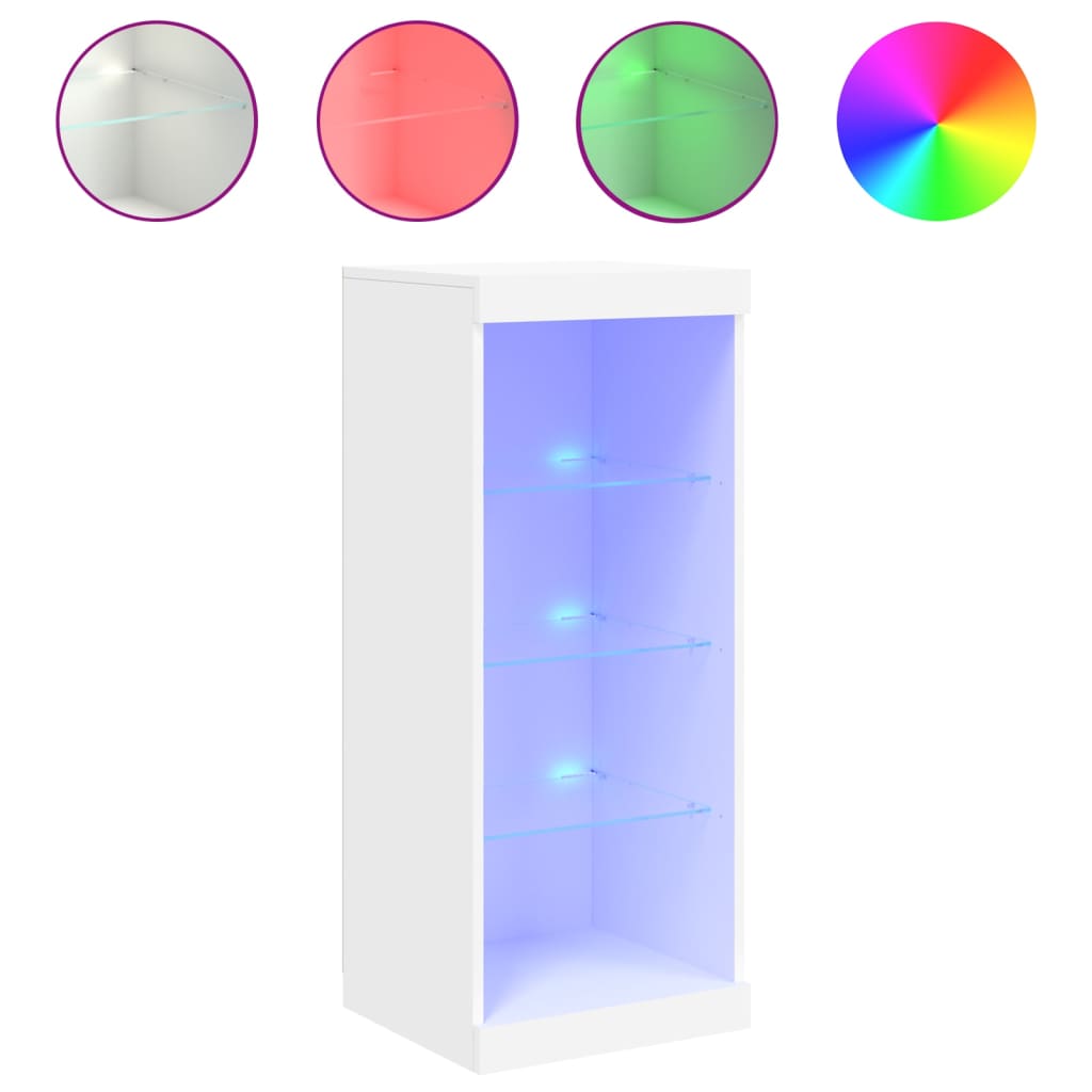 Skjenk Med Led-Lys Hvit 41X37X100 Cm