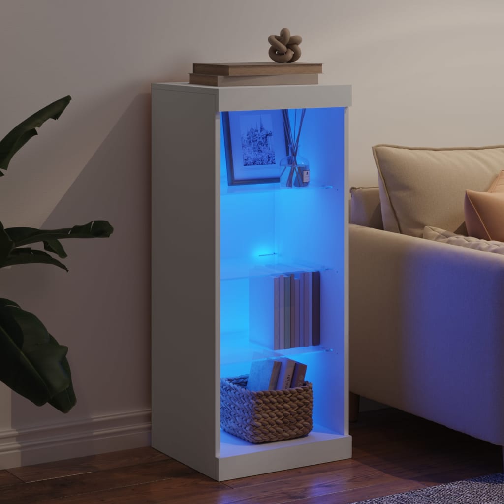 Skjenk Med Led-Lys Hvit 41X37X100 Cm