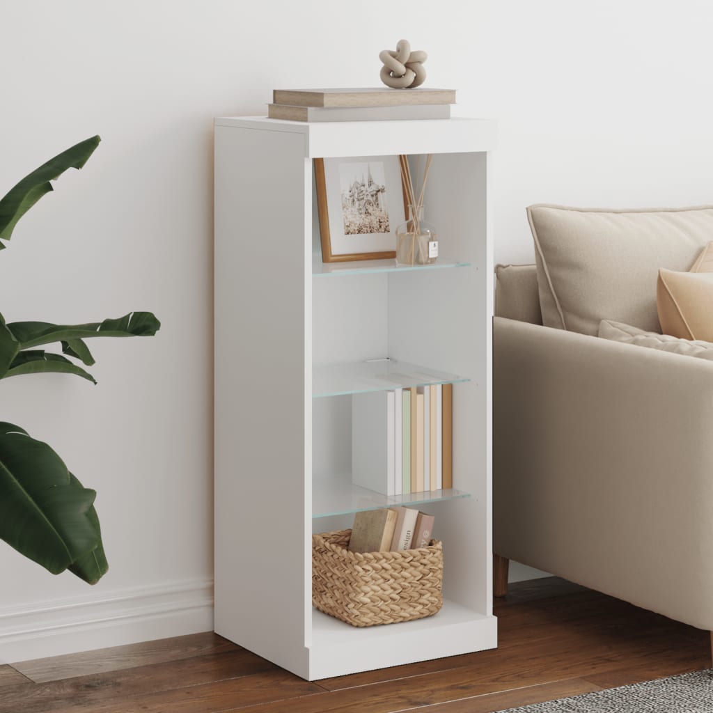 Skjenk Med Led-Lys Hvit 41X37X100 Cm