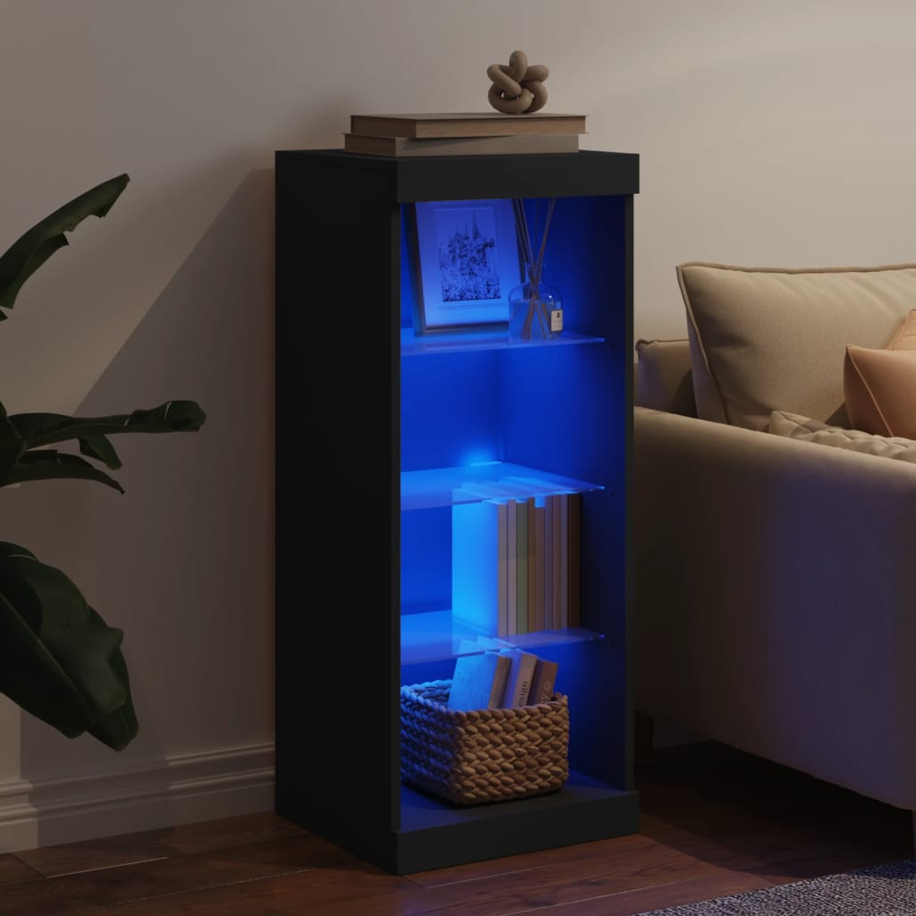 Skjenk Med Led-Lys Svart 41X37X100 Cm