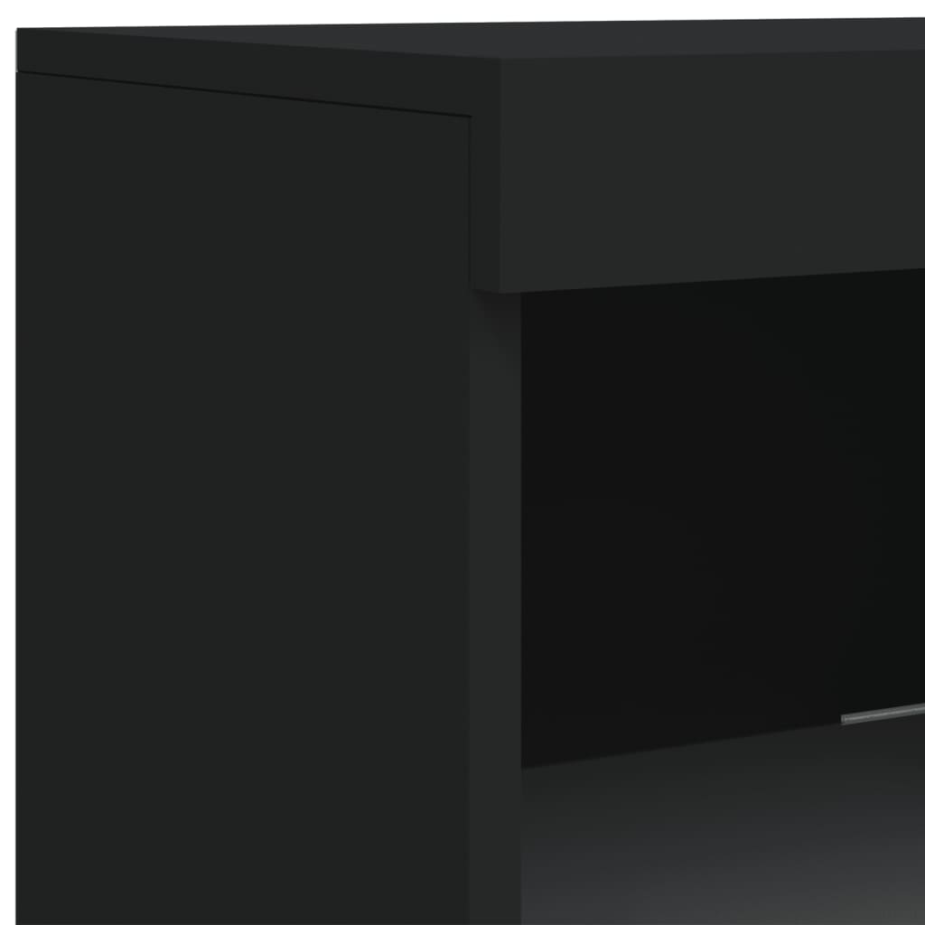 Skjenk Med Led-Lys Svart 41X37X100 Cm