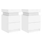 Nattbord Med Led 2 Stk Hvit 35X39X55 Cm