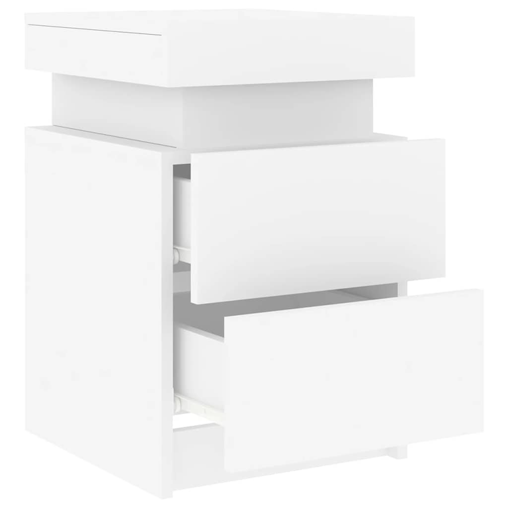 Nattbord Med Led 2 Stk Hvit 35X39X55 Cm