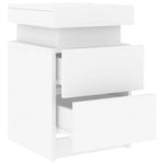 Nattbord Med Led 2 Stk Hvit 35X39X55 Cm