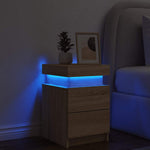 Nattbord Med Led Sonoma Eik 35X39X55 Cm
