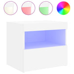 Nattbord Med Led Hvit 50X40X45 Cm