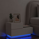 Nattbord Med Led Hvit 70X36X40,5 Cm