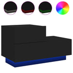 Nattbord Med Led Svart 70X36X40,5 Cm