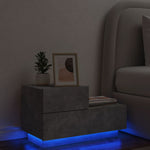 Nattbord Med Led Betonggrå 70X36X40,5 Cm