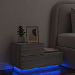 Nattbord Med Led Grå Sonoma 70X36X40,5 Cm