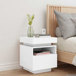Nattbord Med Led Hvit 40X39X48,5 Cm