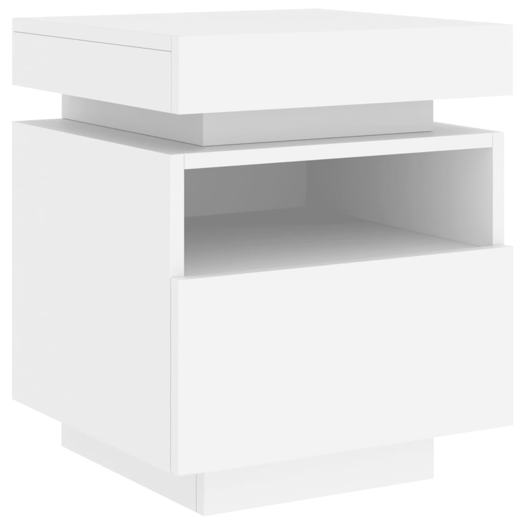 Nattbord Med Led Hvit 40X39X48,5 Cm