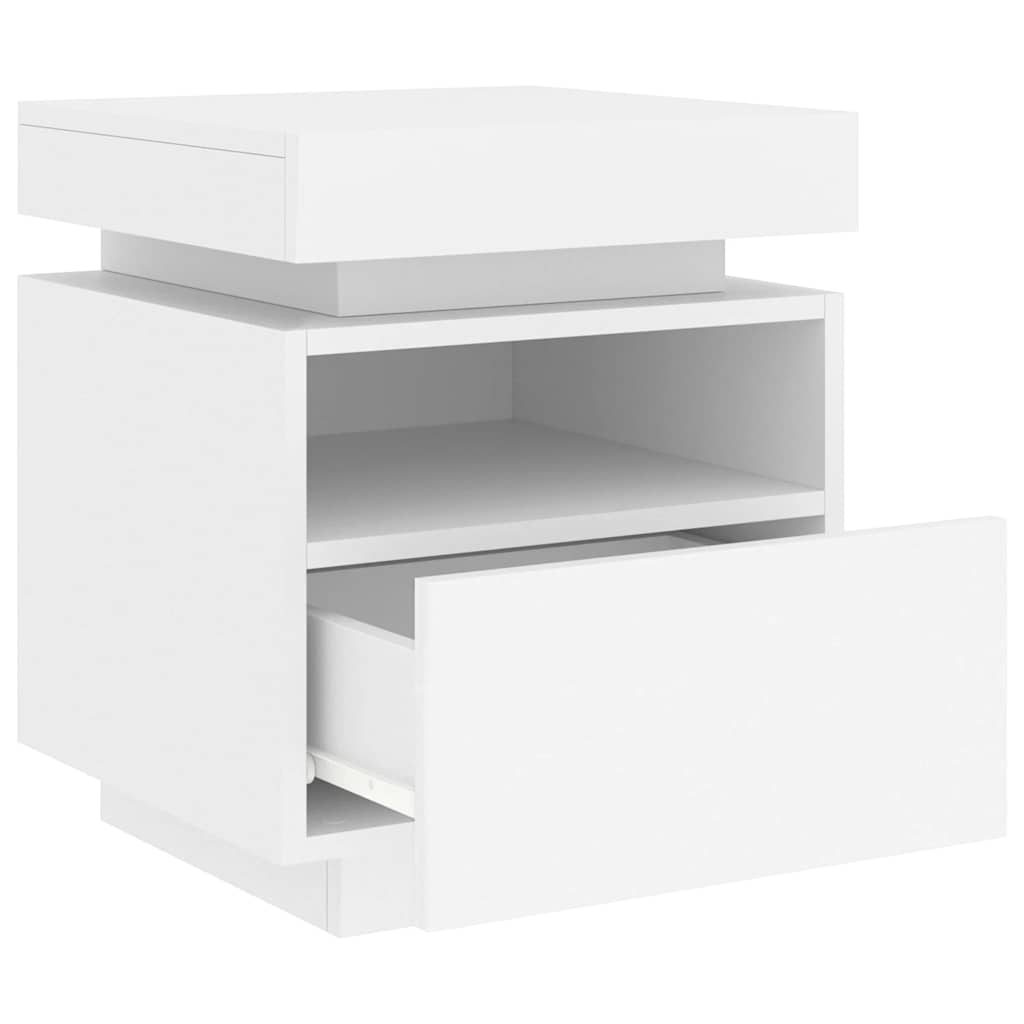 Nattbord Med Led Hvit 40X39X48,5 Cm