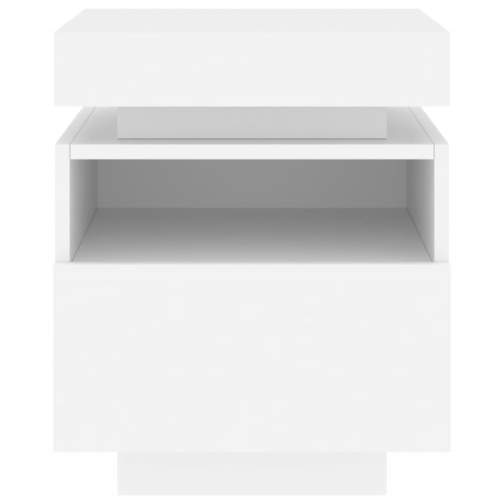 Nattbord Med Led Hvit 40X39X48,5 Cm