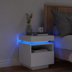 Nattbord Med Led Hvit 40X39X48,5 Cm
