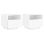 Nattbord Med Led 2 Stk Hvit 40X39X37 Cm