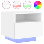 Nattbord Med Led 2 Stk Hvit 40X39X37 Cm
