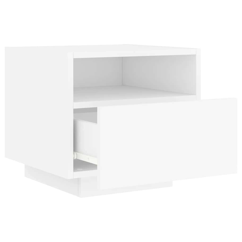 Nattbord Med Led 2 Stk Hvit 40X39X37 Cm