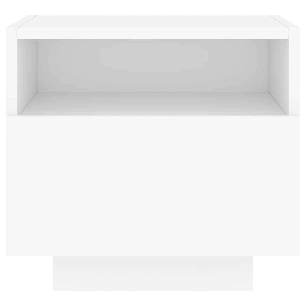Nattbord Med Led 2 Stk Hvit 40X39X37 Cm