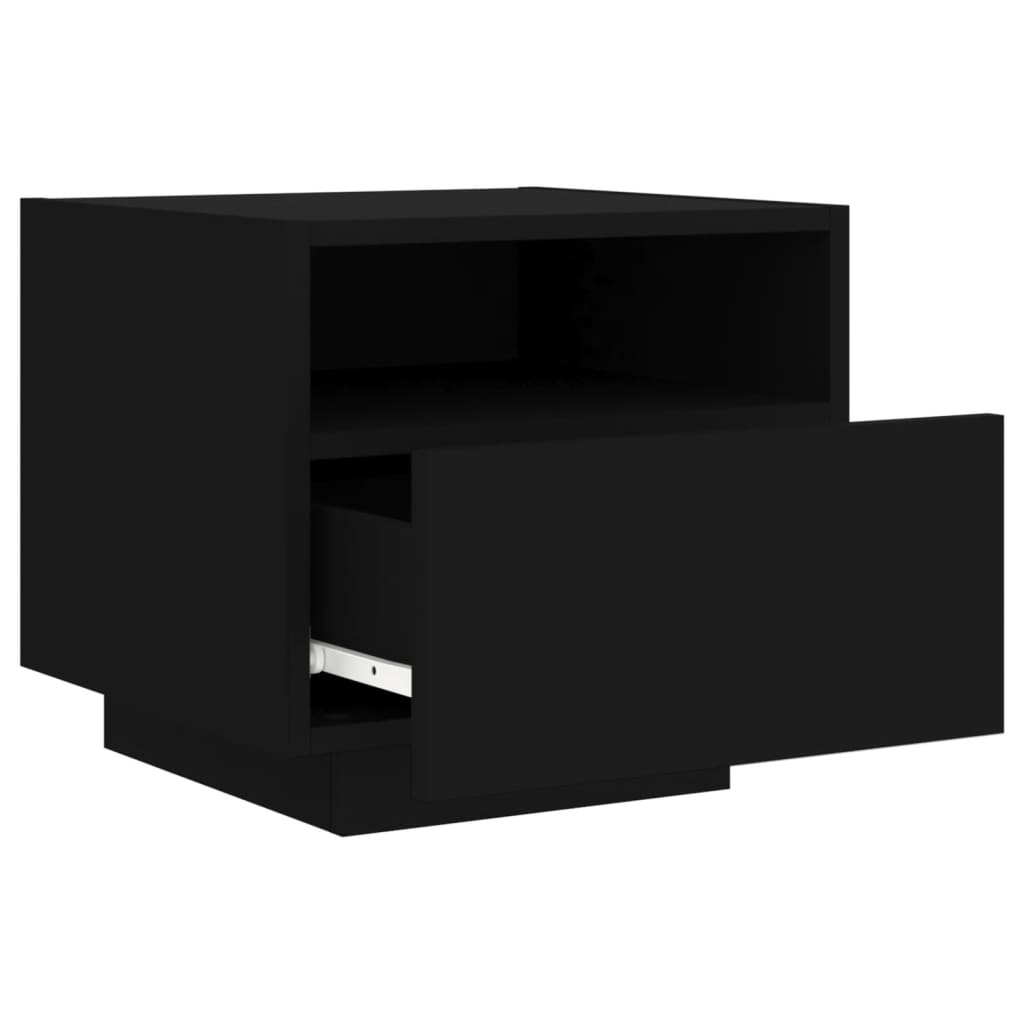 Nattbord Med Led 2 Stk Svart 40X39X37 Cm