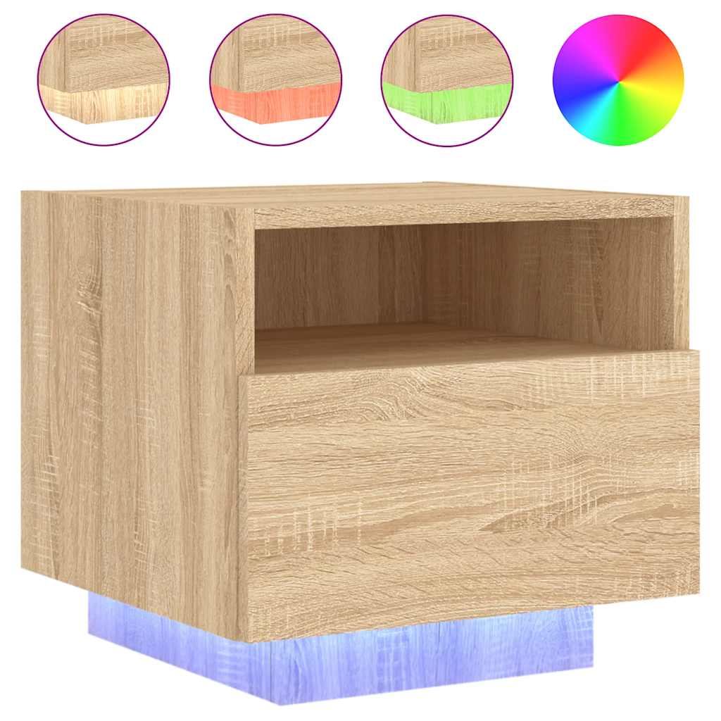 Nattbord Med Led Sonoma Eik 40X39X37 Cm
