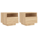 Nattbord Med Led 2 Stk Sonoma Eik 40X39X37 Cm