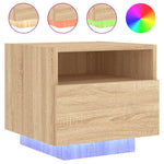 Nattbord Med Led 2 Stk Sonoma Eik 40X39X37 Cm