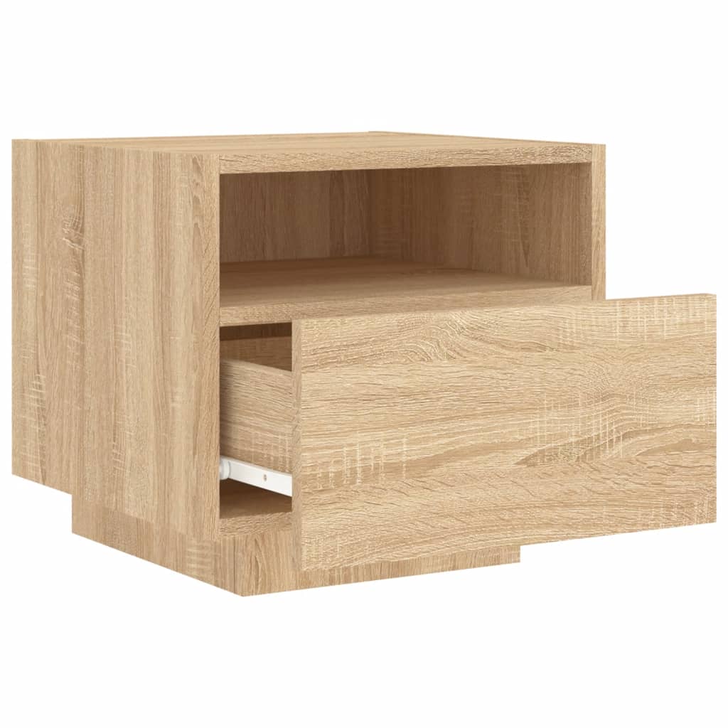 Nattbord Med Led 2 Stk Sonoma Eik 40X39X37 Cm