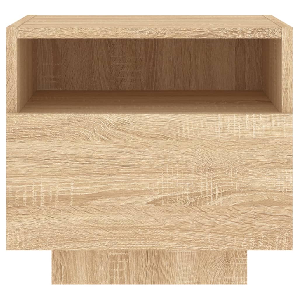 Nattbord Med Led 2 Stk Sonoma Eik 40X39X37 Cm