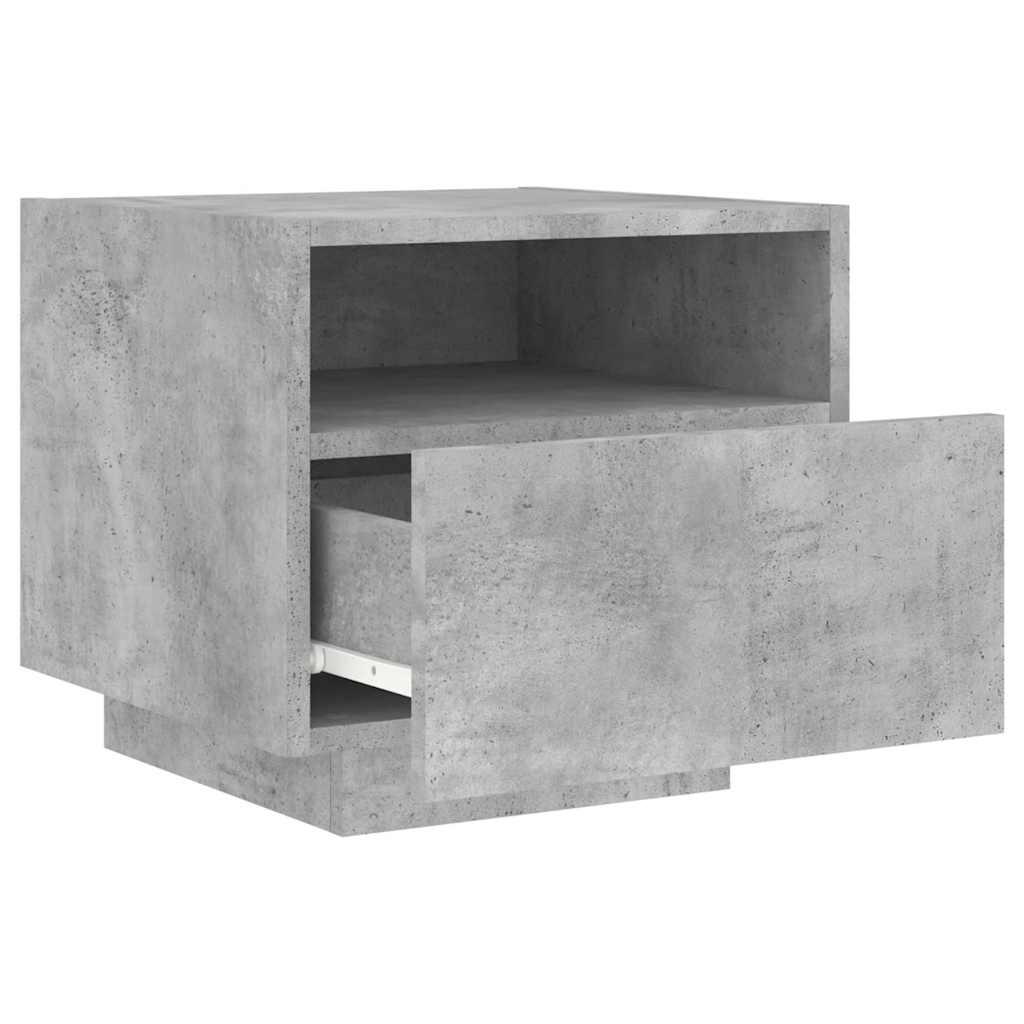 Nattbord Med Led Betonggrå 40X39X37 Cm