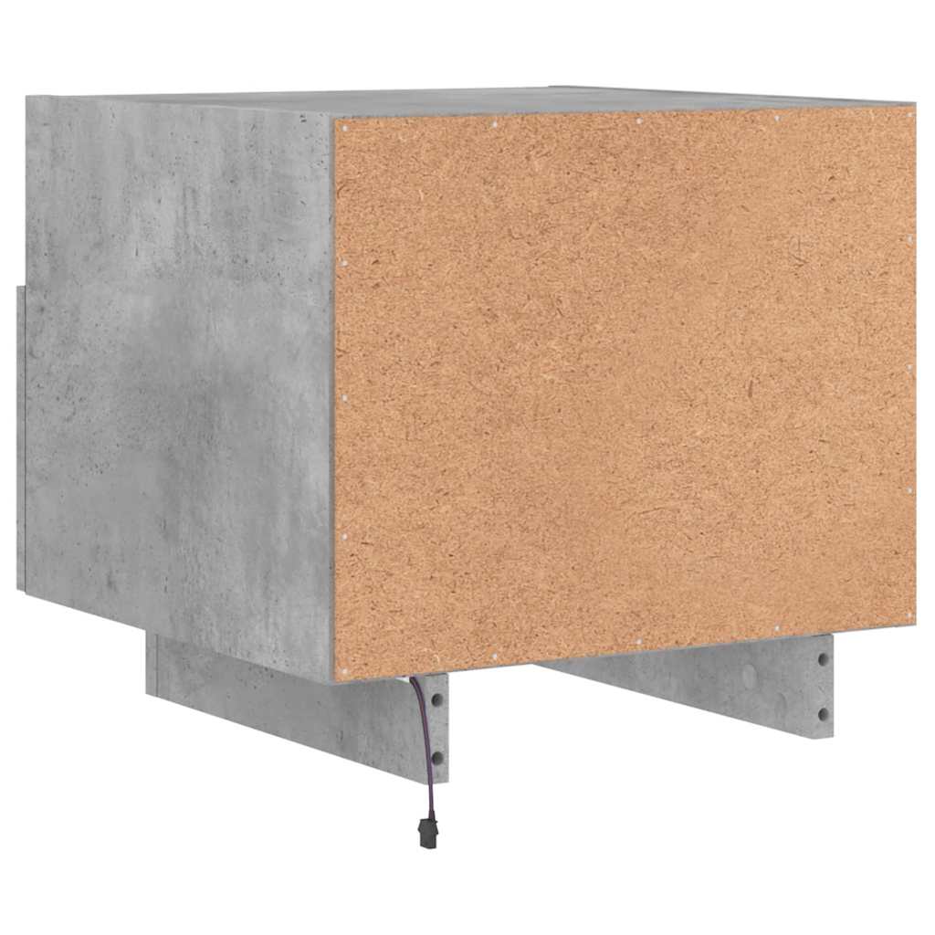 Nattbord Med Led 2 Stk Betonggrå 40X39X37 Cm