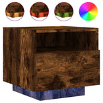 Nattbord Med Led 2 Stk Røkt Eik 40X39X37 Cm