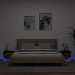 Nattbord Med Led 2 Stk Røkt Eik 40X39X37 Cm