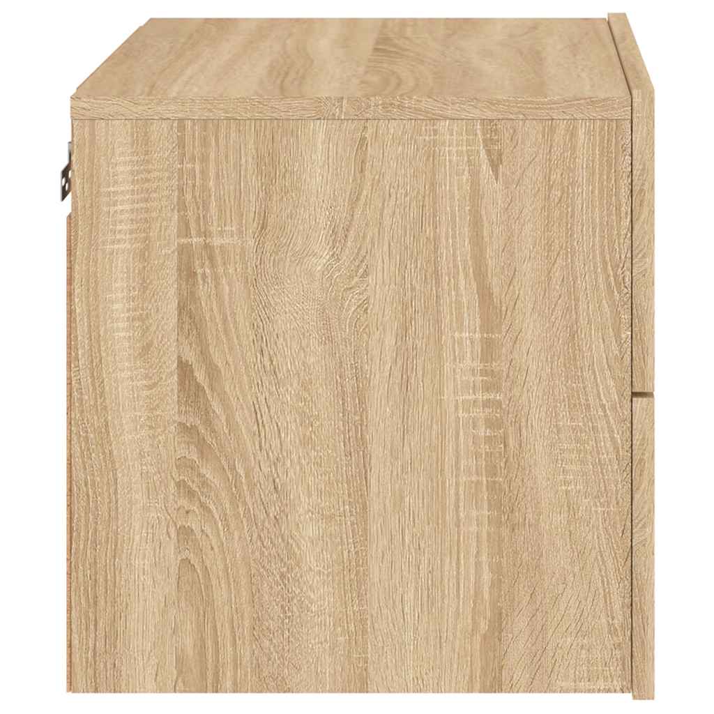 Vegghengt Nattbord Med Led-Lys Sonoma Eik