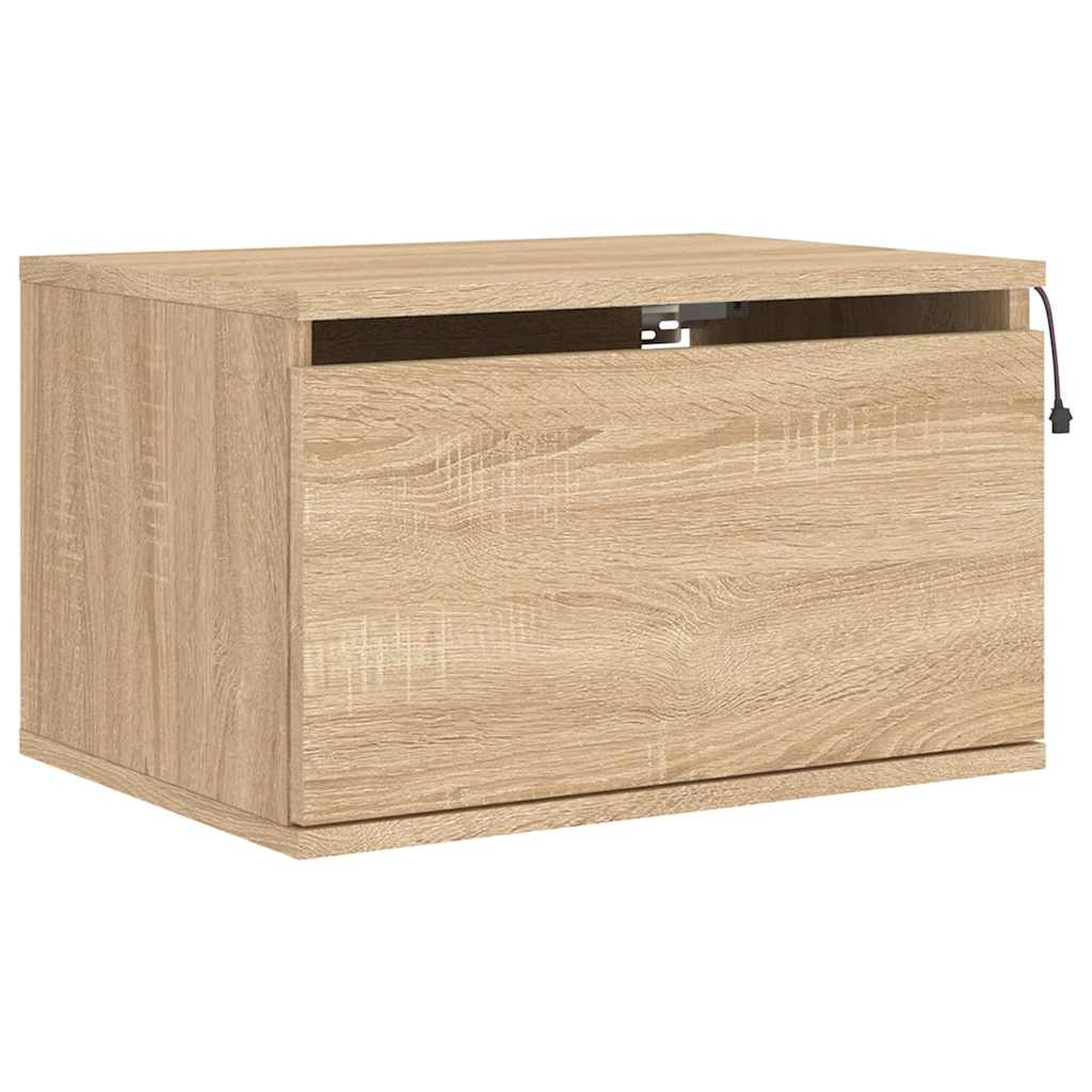 Vegghengte Nattbord Med Led-Lys 2 Stk Sonoma Eik