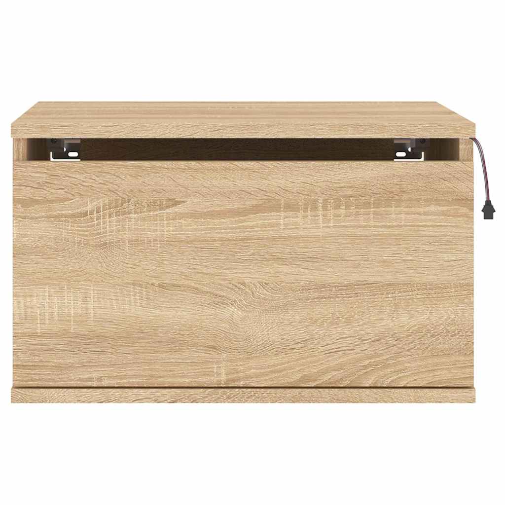 Vegghengte Nattbord Med Led-Lys 2 Stk Sonoma Eik