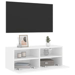 Vegghengt Tv-Benk Hvit 80X30X30 Cm Konstruert Tre