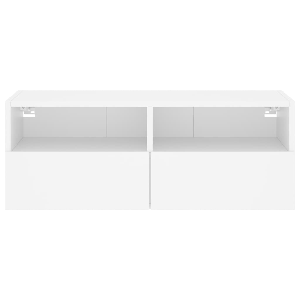 Vegghengt Tv-Benk Hvit 80X30X30 Cm Konstruert Tre