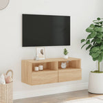 Vegghengt Tv-Benk Sonoma Eik 80X30X30 Cm Konstruert Tre