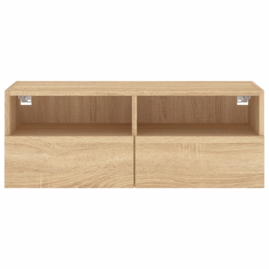 Vegghengt Tv-Benk Sonoma Eik 80X30X30 Cm Konstruert Tre