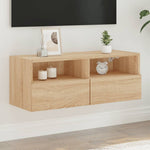 Vegghengt Tv-Benk Sonoma Eik 80X30X30 Cm Konstruert Tre
