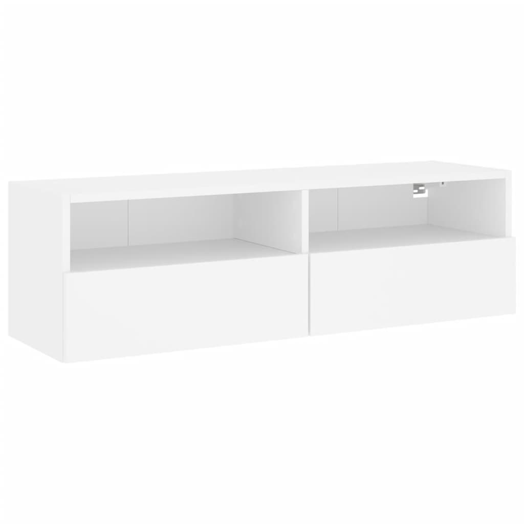 Vegghengt Tv-Benk Hvit 100X30X30 Cm Konstruert Tre