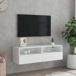 Vegghengt Tv-Benk Hvit 100X30X30 Cm Konstruert Tre