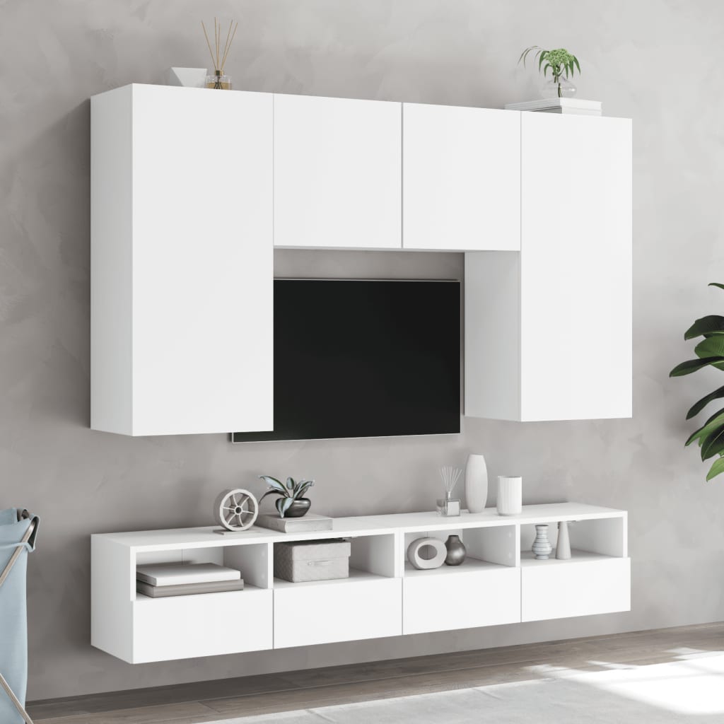 Vegghengt Tv-Benk Hvit 100X30X30 Cm Konstruert Tre